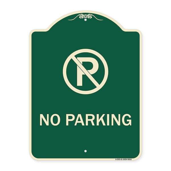 Signmission Designer Series-No Parking Small, Green Heavy-Gauge Aluminum, 24" x 18", G-1824-9816 A-DES-G-1824-9816 - main